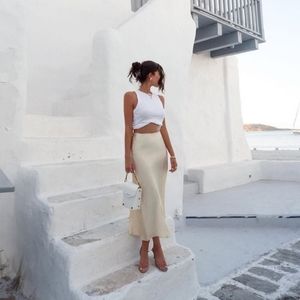 Zara Yellow Satin Skirt